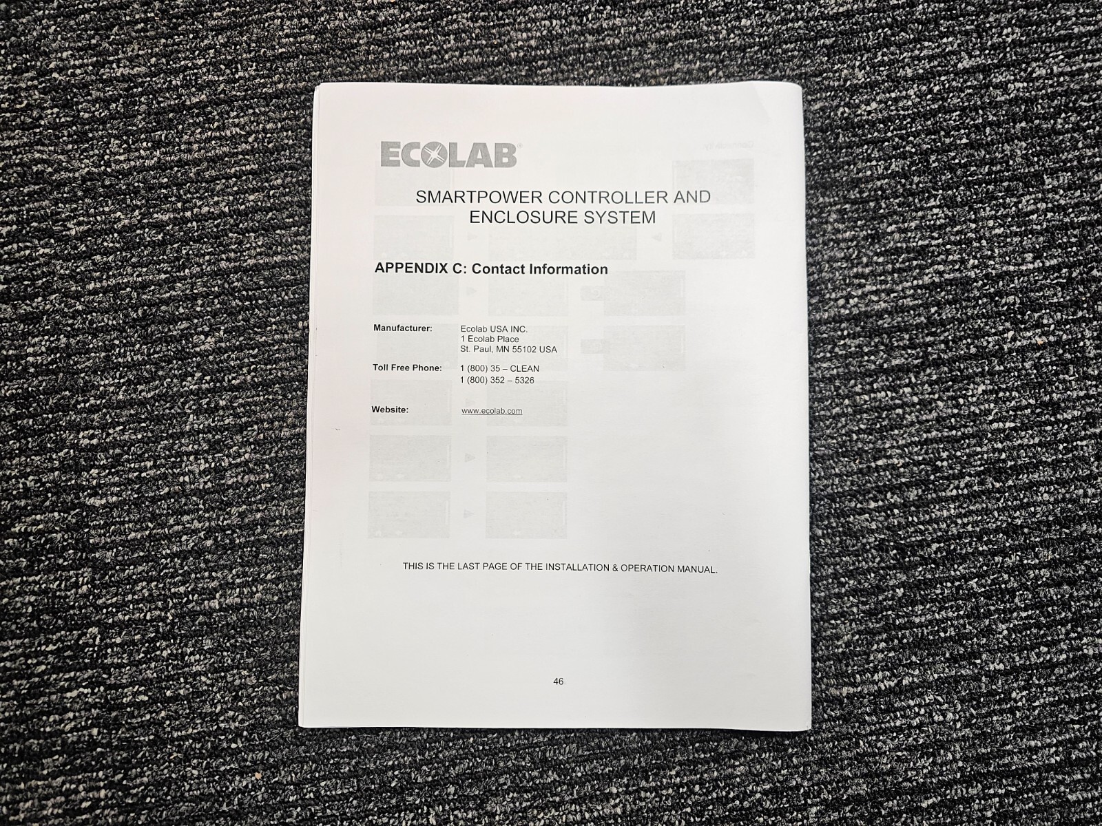 Ecolab 5300-0600 Smartpower Controller And Enclosure System