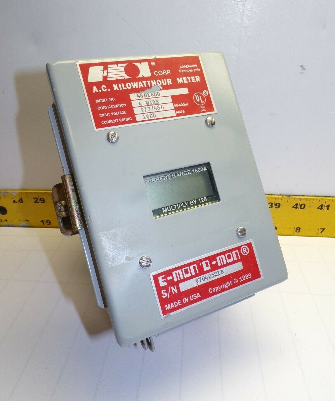 E-MON A.C. KILOWATTHOUR METER 4 WIRE 277/480 VAC 1600 AMPS  4801600