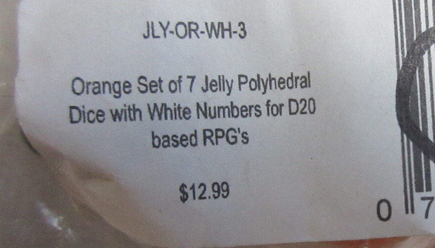 Polyhedral 7 piece Dice Set with Bag - Orange Jelly