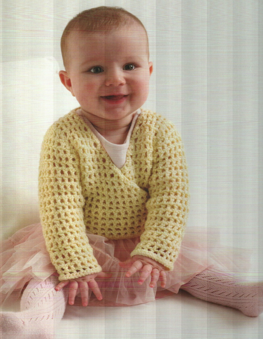 WRAPOVER CARDIGAN SWEATER 4 BABY SIZES CROCHET PATTERN INSTRUCTIONS