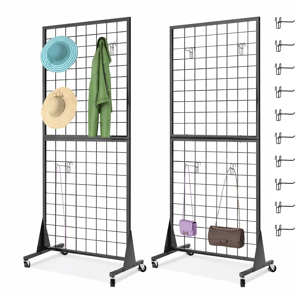 Display Grid Rack 2 Pcs 5.5 ft Panel Detachable Stand Craft Art Gridwall Tower