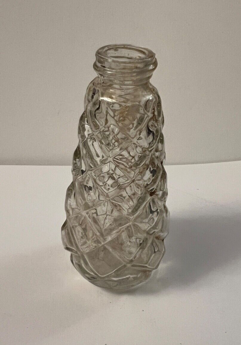 Antique Pinecone Shaped Clear Glass Bottle 3 1/2" Tall