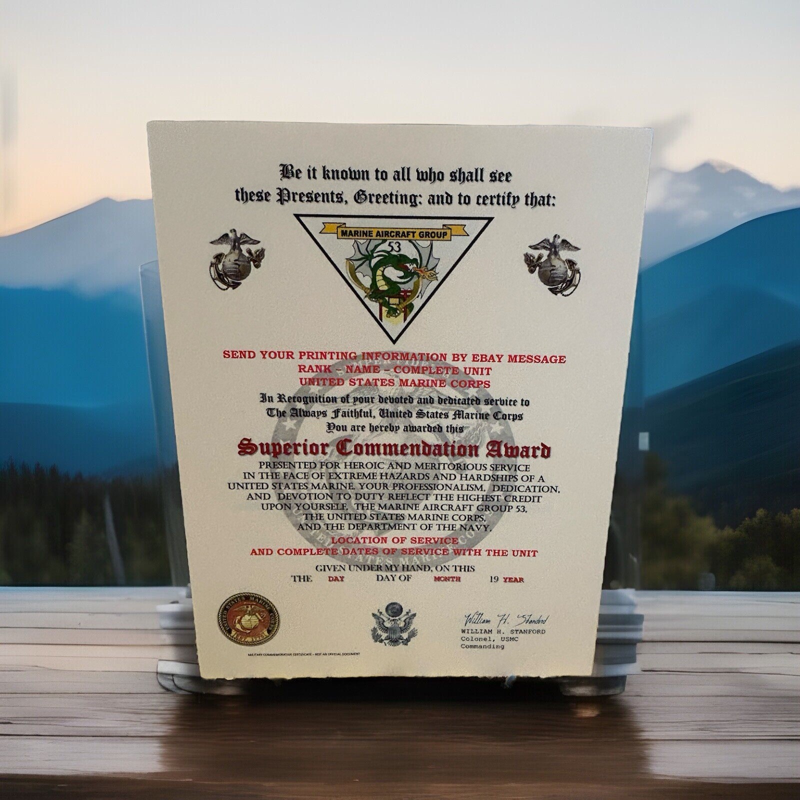U.S.M.C. / MARINE AIRCRAFT GROUP 53 - SUPERIOR COMMENDATION AWARD
