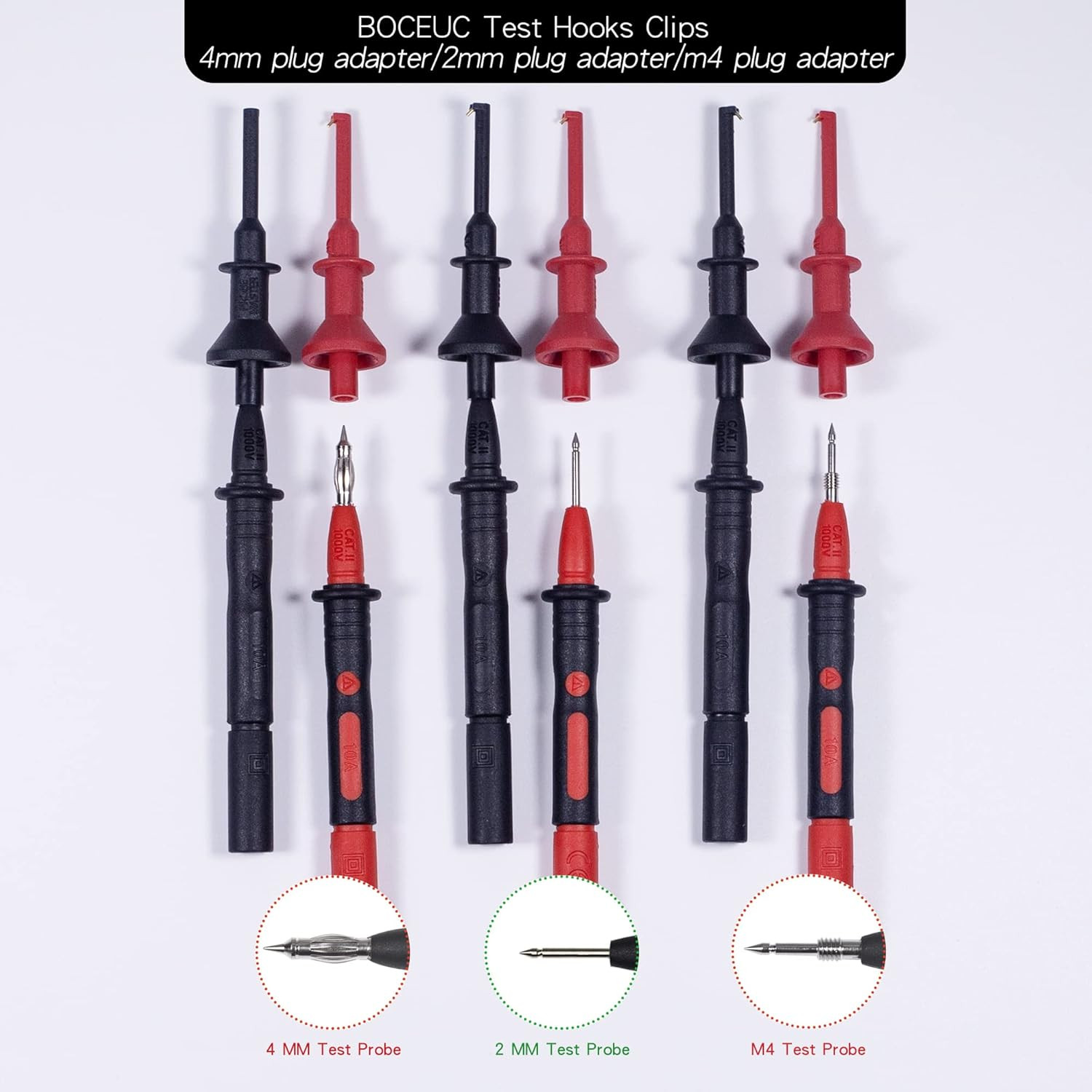 Test Hooks Clips, Multimeter Test Lead Kit Mini Test Hook Clip for 2mm Plug Test