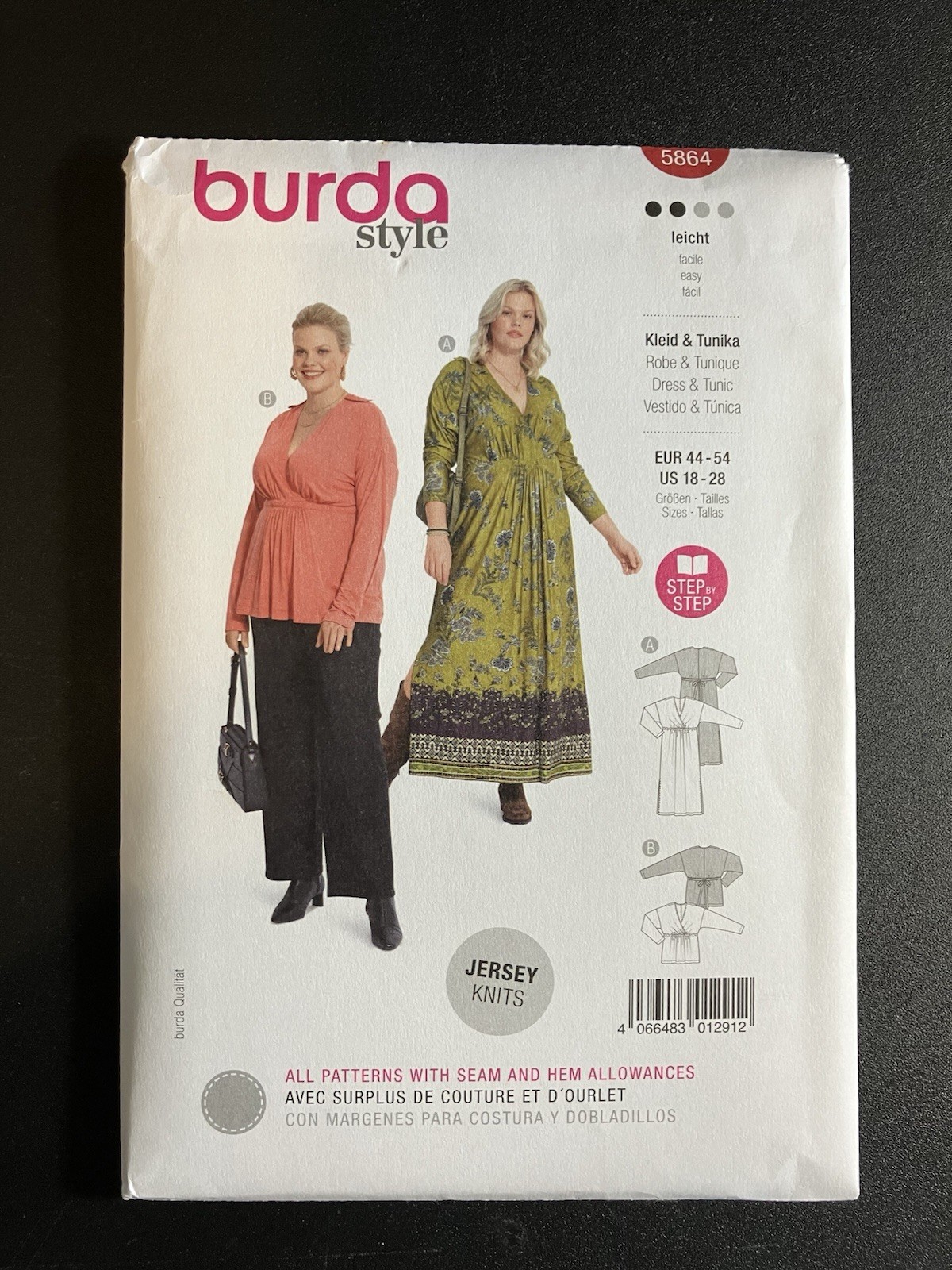 BURDA PATTERN 5864 MISSES DRESS SHIRT Sizes 18-28 UNCUT