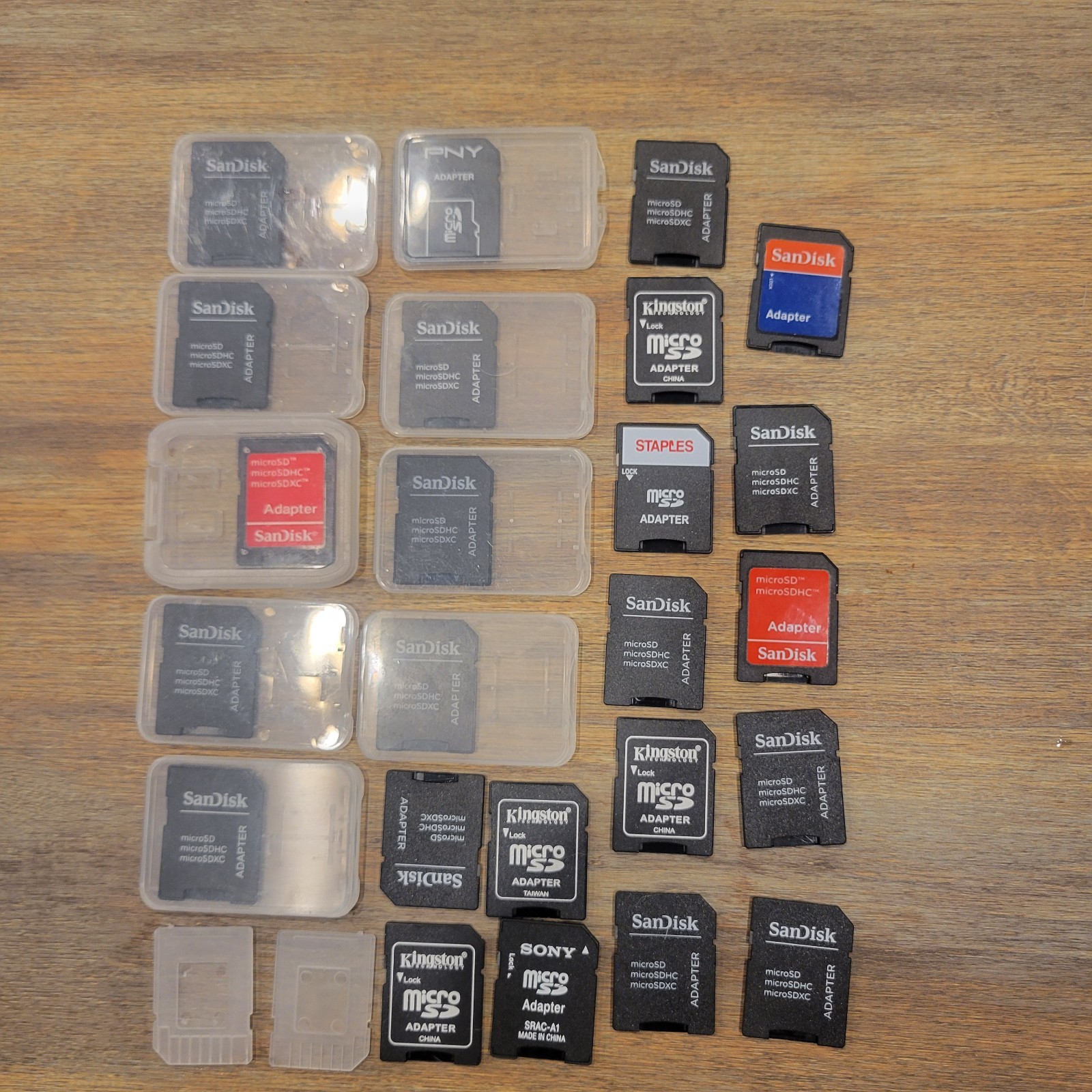 Lot of 24 Micro SD Card Adapters SanDisk Kingston Sony PNY w/ Storage Cases
