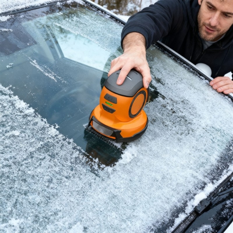 Electric Ice Scraper With Soft Bristle Brush For Car Windshield Quick Defrosting