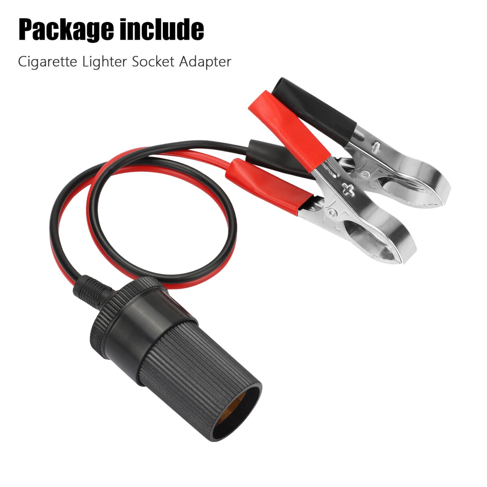 Car Battery Alligator Clamp Clip On Cigarette Lighter Power Adapter Socket 12V