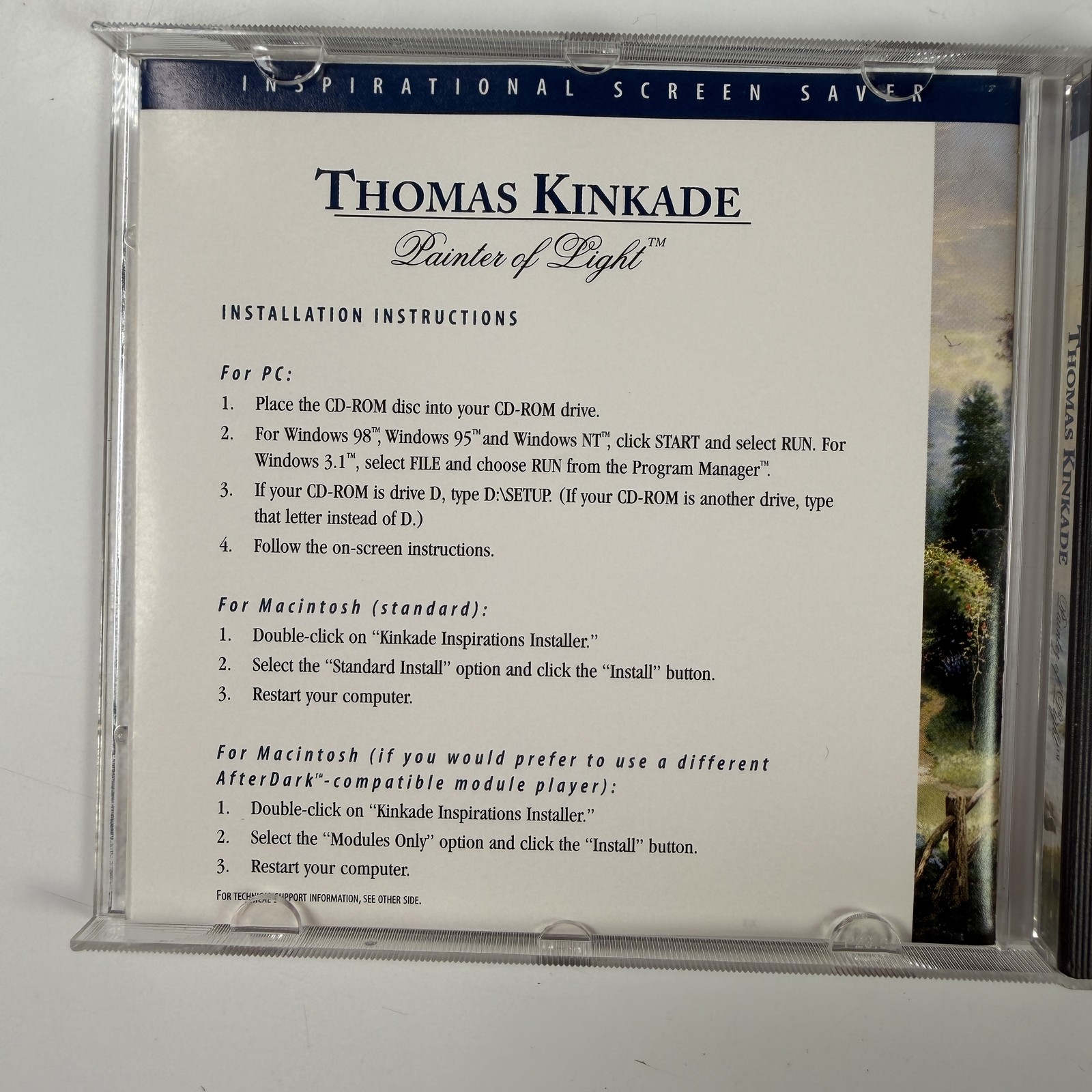 Thomas Kinkade Painter of Light Inspirational Screen Saver CD-ROM for Windows &