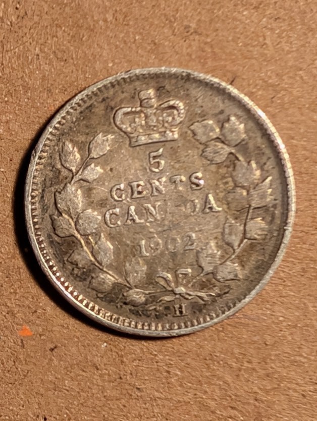 1902 H Canada 5 Cents Silver