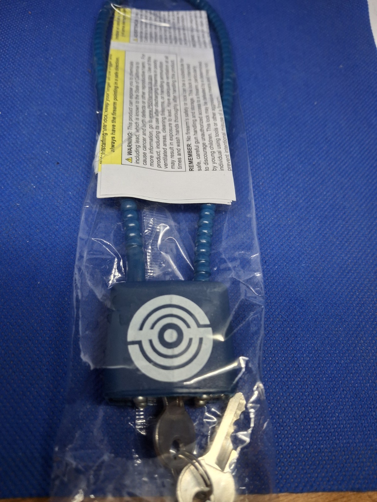 15"  Regal Blue Cable Lock For Handguns, Rifles, Shotguns 2 Keys