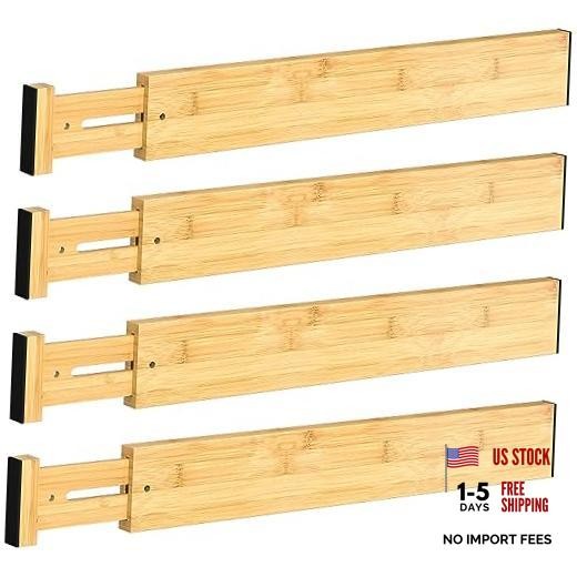 DUCOO Bamboo Drawer Divider Set - 17"-22" Adjustable - Natural