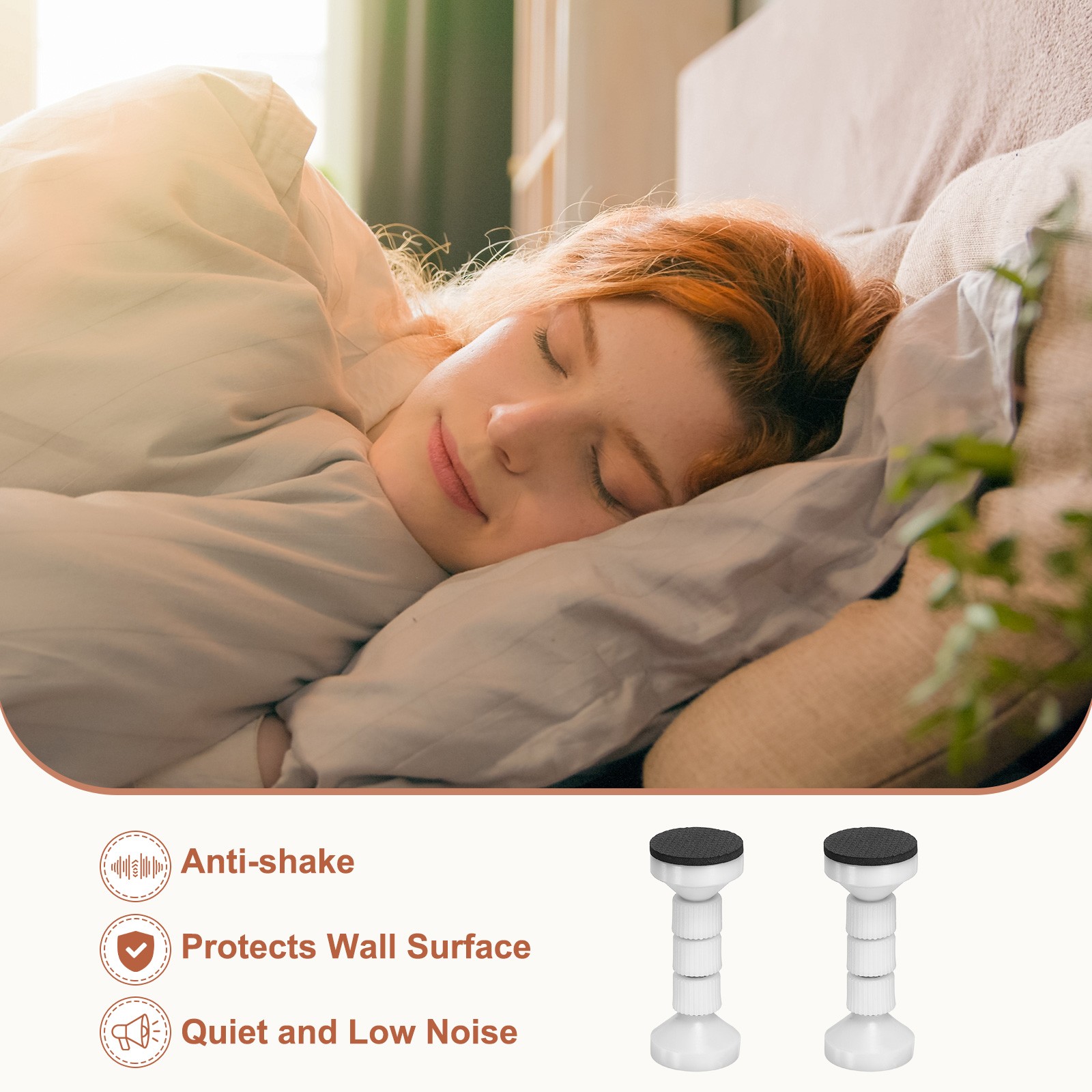 2 Pcs Headboard Stoppers, 4.33 Inch Adjustable Threaded Bed Frame Tool, White