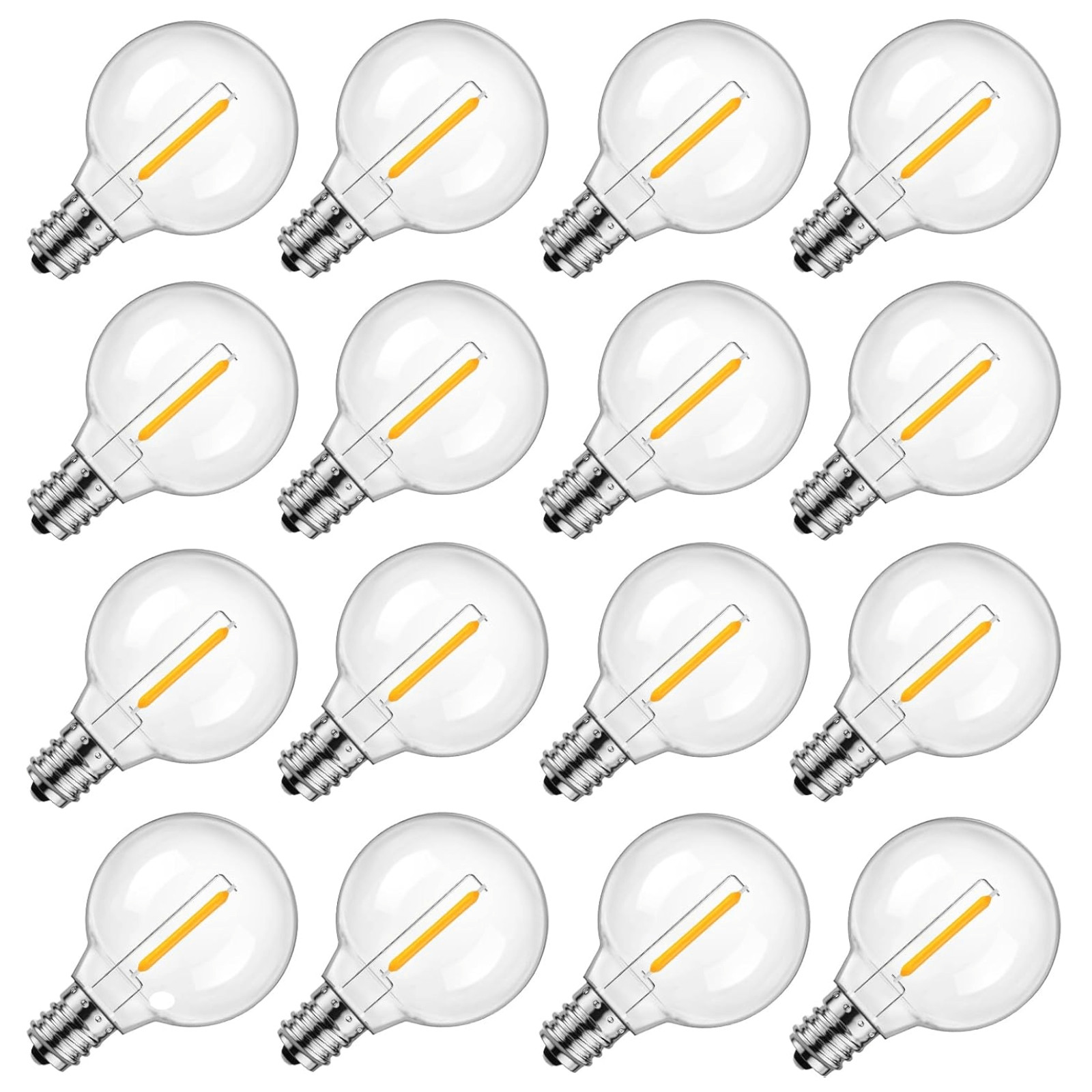 G40 LED Replacement Light Bulbs E12 Warm White String Lights 15 Pack 24V