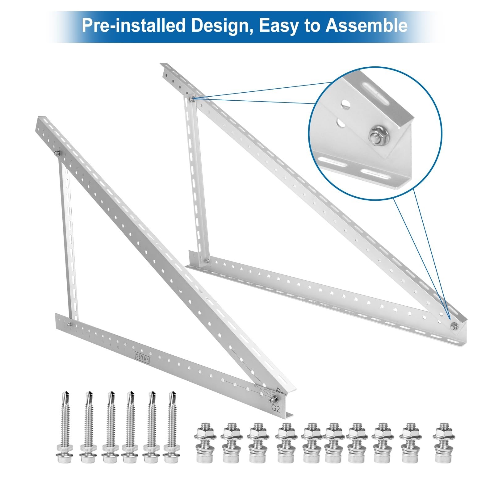 SOYAN 45" Solar Panel Mount Bracket 100-400 Watts Solar Panel Enhanced Cross