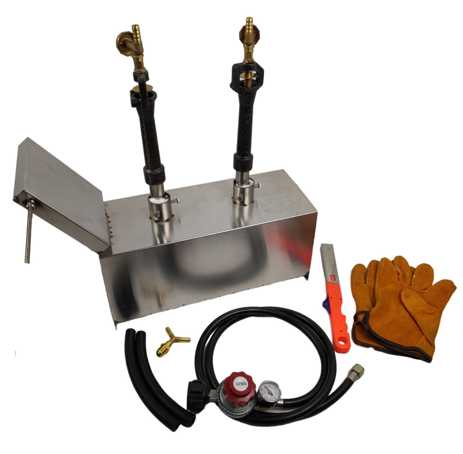 Double Burners Portable Gas Forge for Blacksmithing Farrier Knife Tool Making