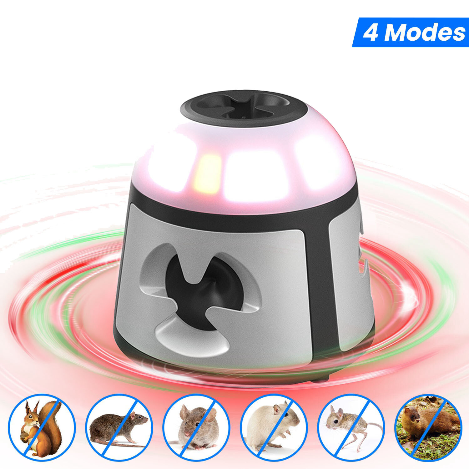 360°Ultrasonic Mice Repellent Indoor Rodent Repeller Squirrel Rodent w/ 4 Modes