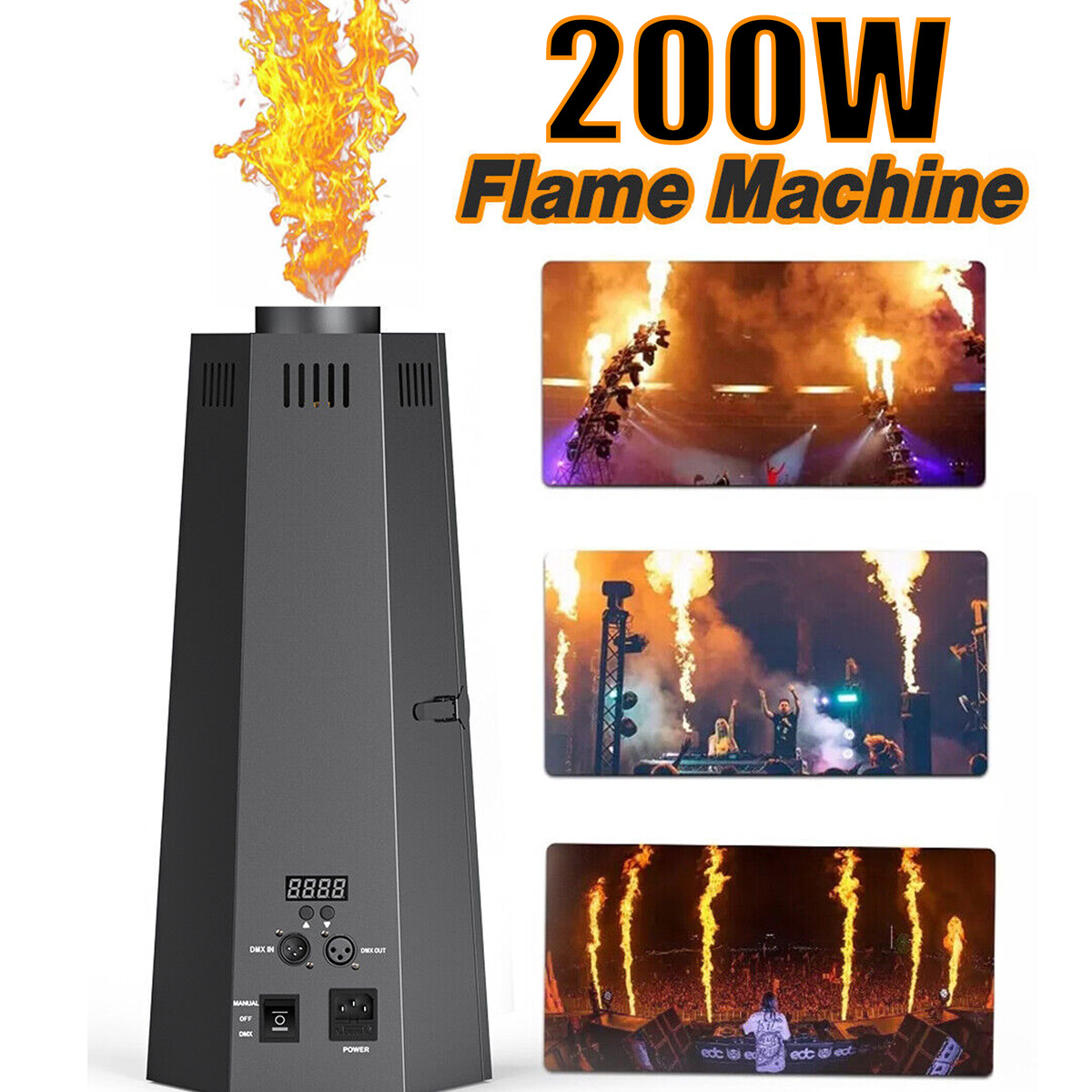 1× 200W Fire Thrower Flame Machine Stage Effect DMX DJ Show Party Fire Projector