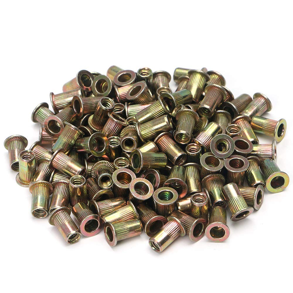 100pcs Carbon Steel SAE Rivet Nuts 1/4-20 Threaded Rivet Insert Nutsert Rivnu...