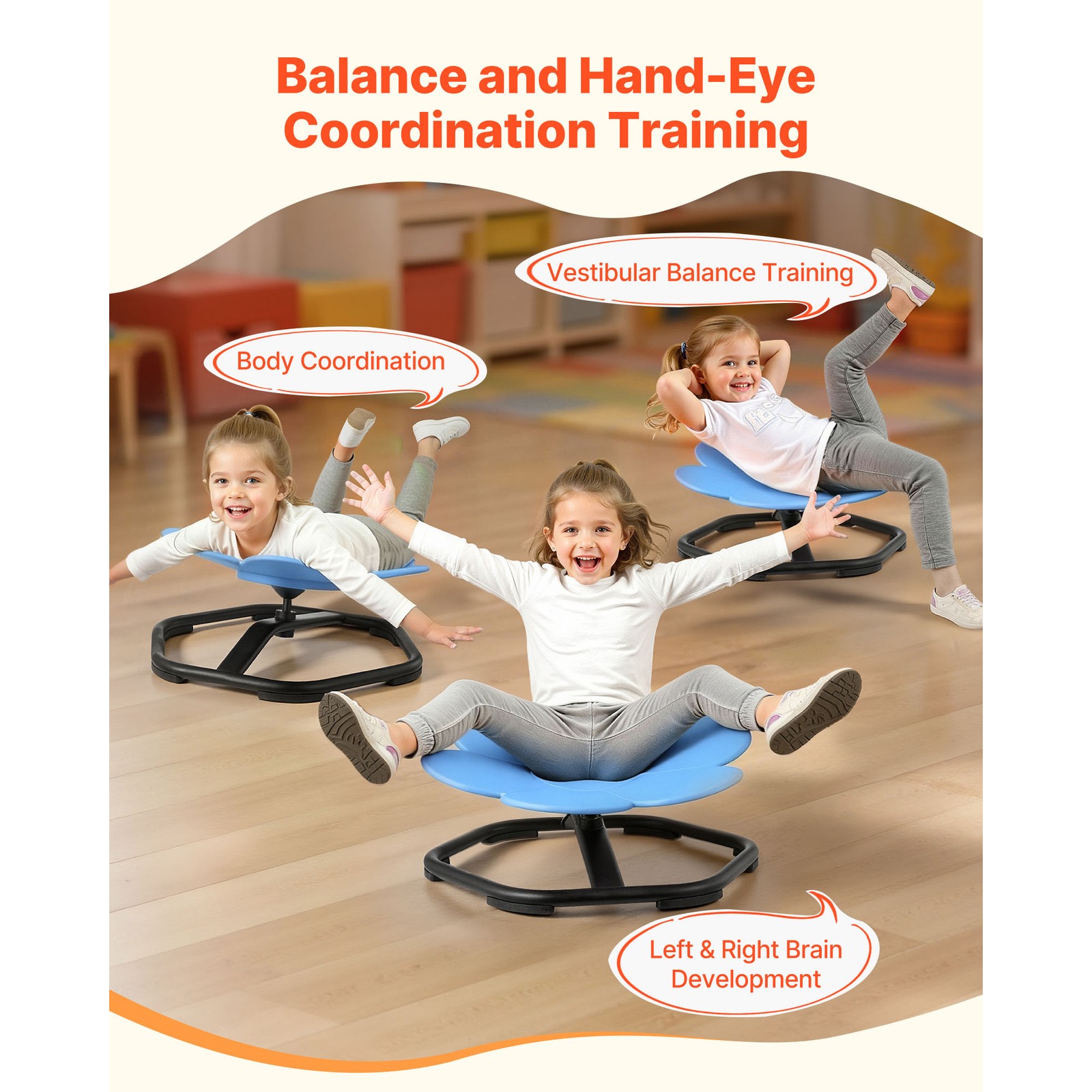 Sensory Spinning Chair 220lbs Autistic Swivel Chair for ADHD Special Needs Kids