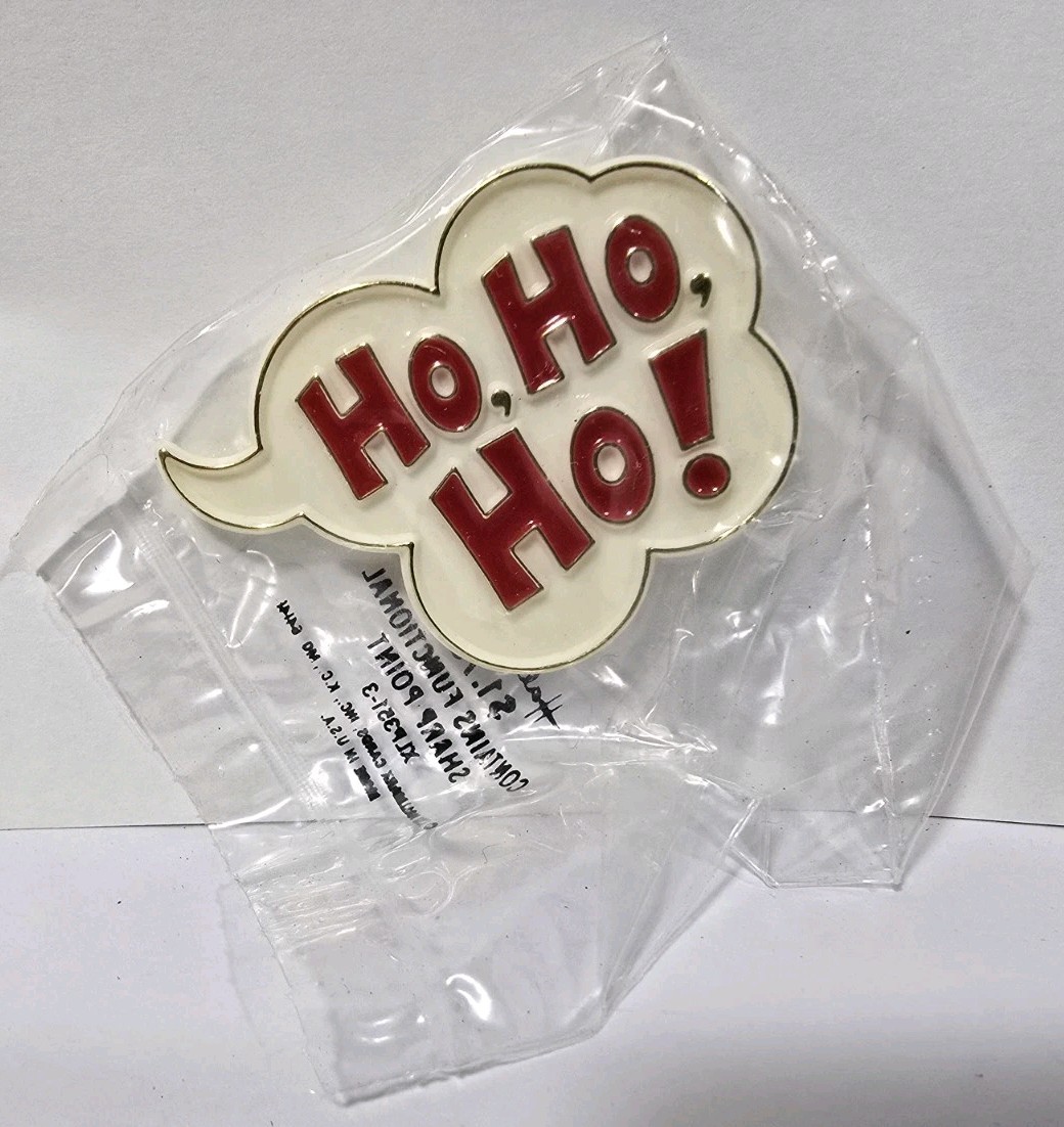 1982 New Retired Hallmark Christmas Pinback brooch Ho, Ho, Ho!