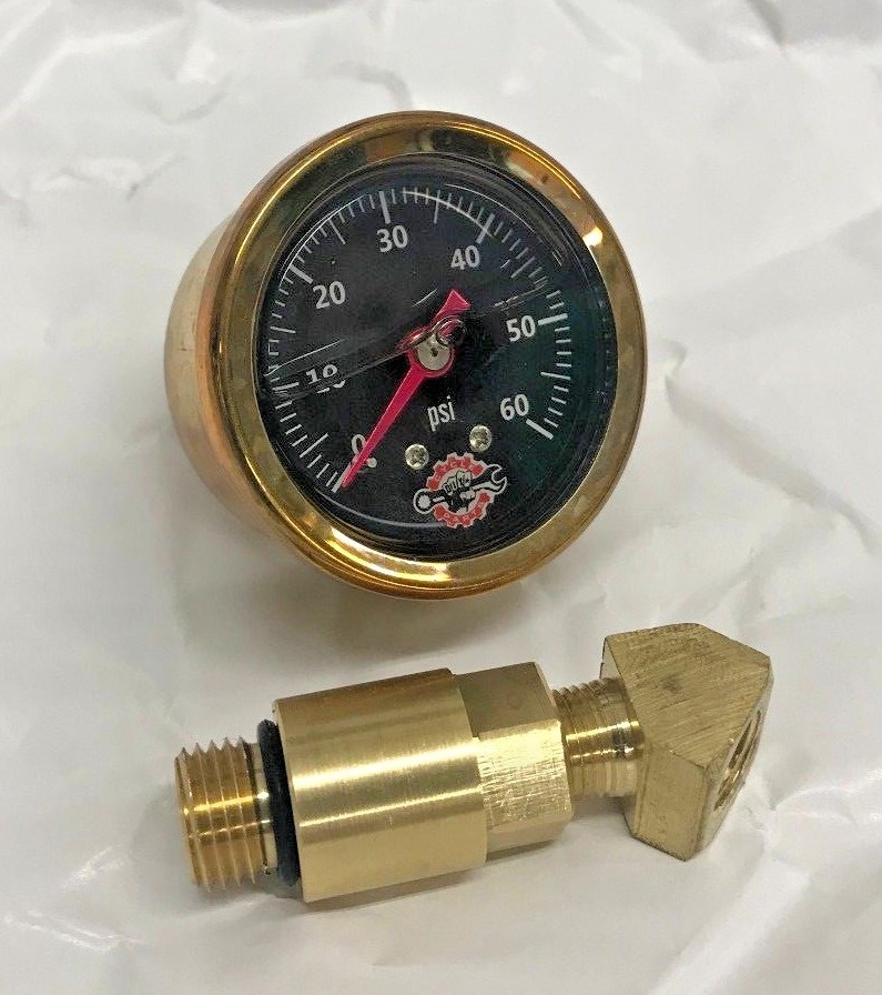 BRASS OIL PRESSURE GAUGE rr MOUNT SHOVELHEAD EVO BIG TWIN 70-99 softail black