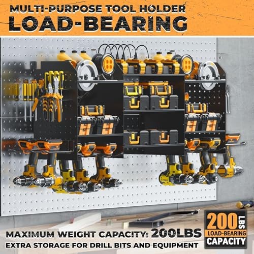 Upgrade Large Power Tool Organizer Wall Mount with Charging Station, Black