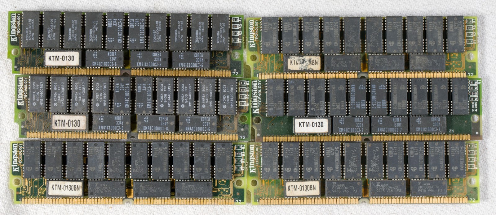 Vintage Lot of 4 Kingston or IBM PS/2 8MB RAM  parity memory SIMM 2x36 tested