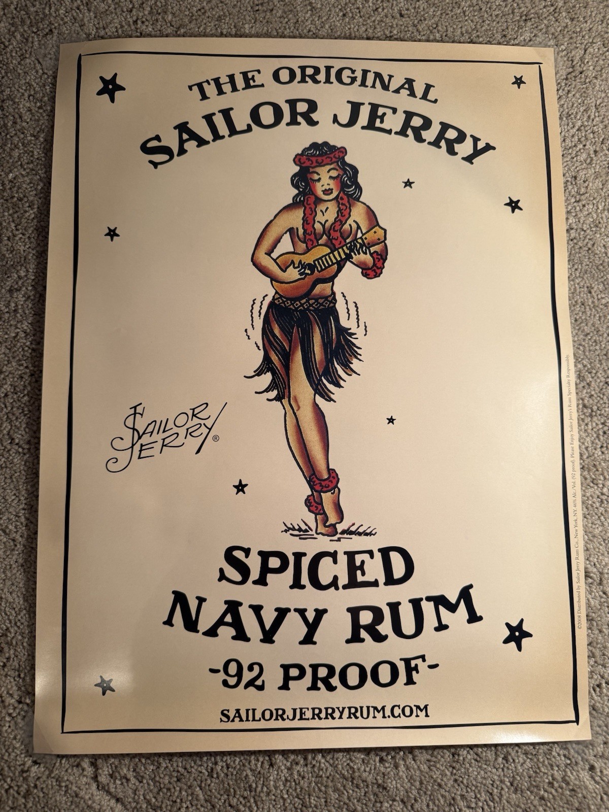 VINTAGE STYLE SAILOR JERRY SPICED NAVY RUM SEXY LADY (2008) 24" X 18" POSTER