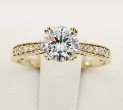 Art Deco Antique 1.90 Ct White Diamond Vintage Wedding Ring 14K Yellow Gold Over