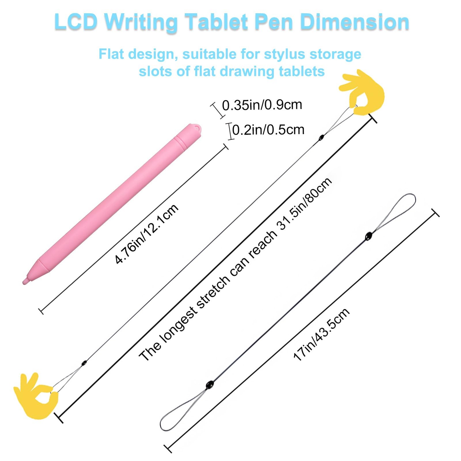 Replacement Stylus Drawing Pen for LCD Writing Tablets Blue, Red, Pink, Green