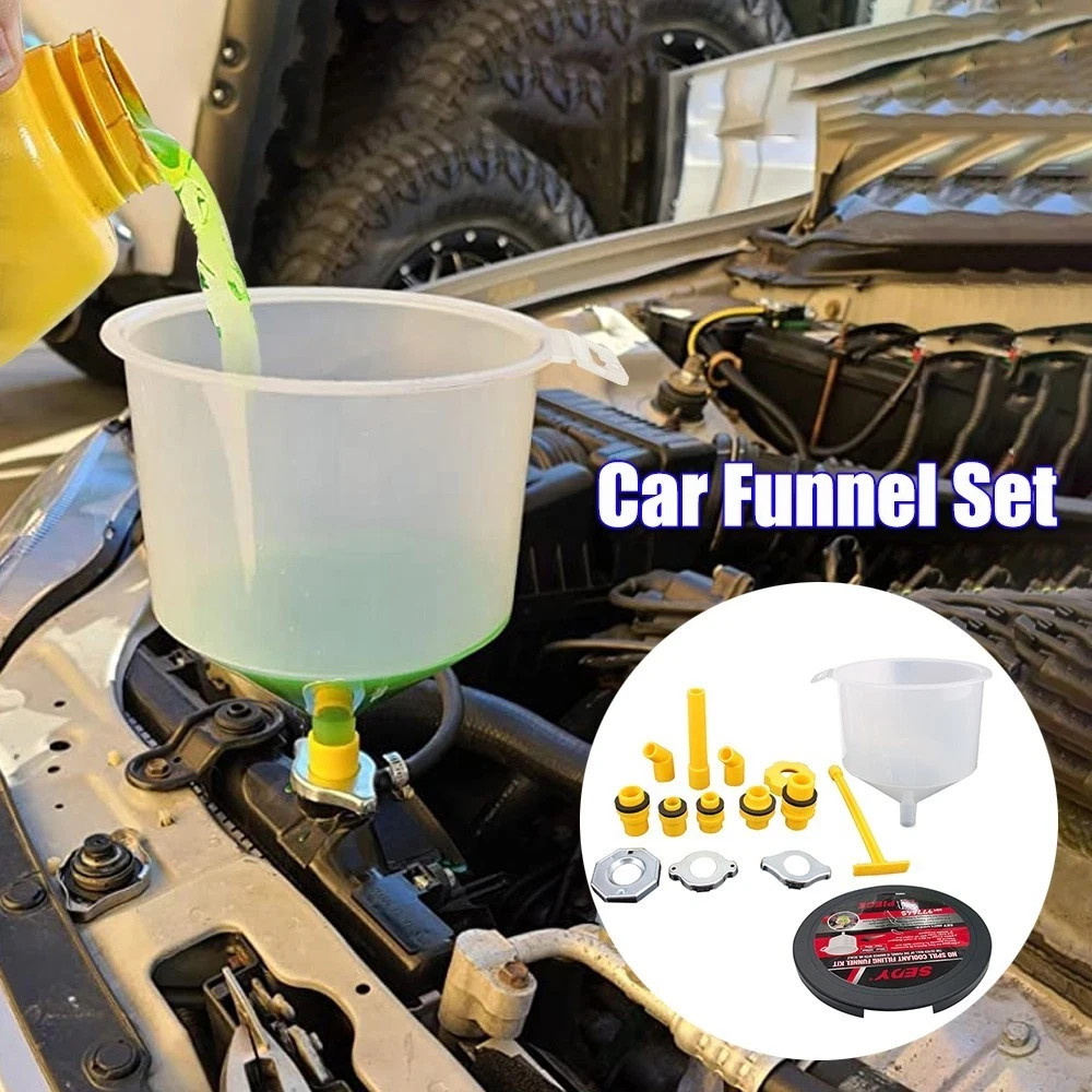 Radiator Coolant Filling Funnel Kit Spill Proof Cooling Fluid Bleeder Adapters
