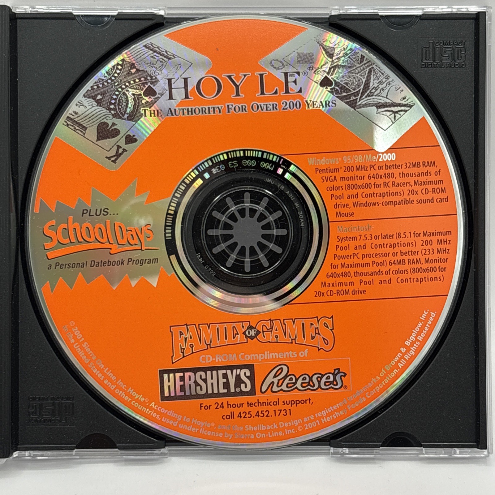 Hoyle Family of Games CD-ROM Compliments of Hershey's Reese's 2001 VG Condition