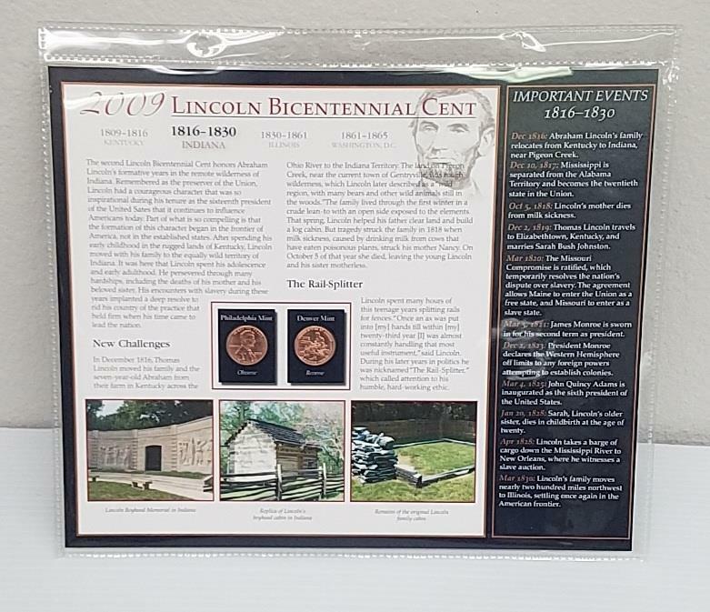 2009 Lincoln Cent | Copper Cent | Bradford Authenticated Panel 1
