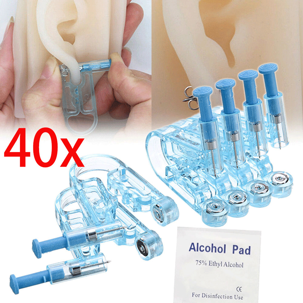 40Pcs Professional Disposable Ear Studs Piercing Gun Ear Pin Stud Piercer Tools