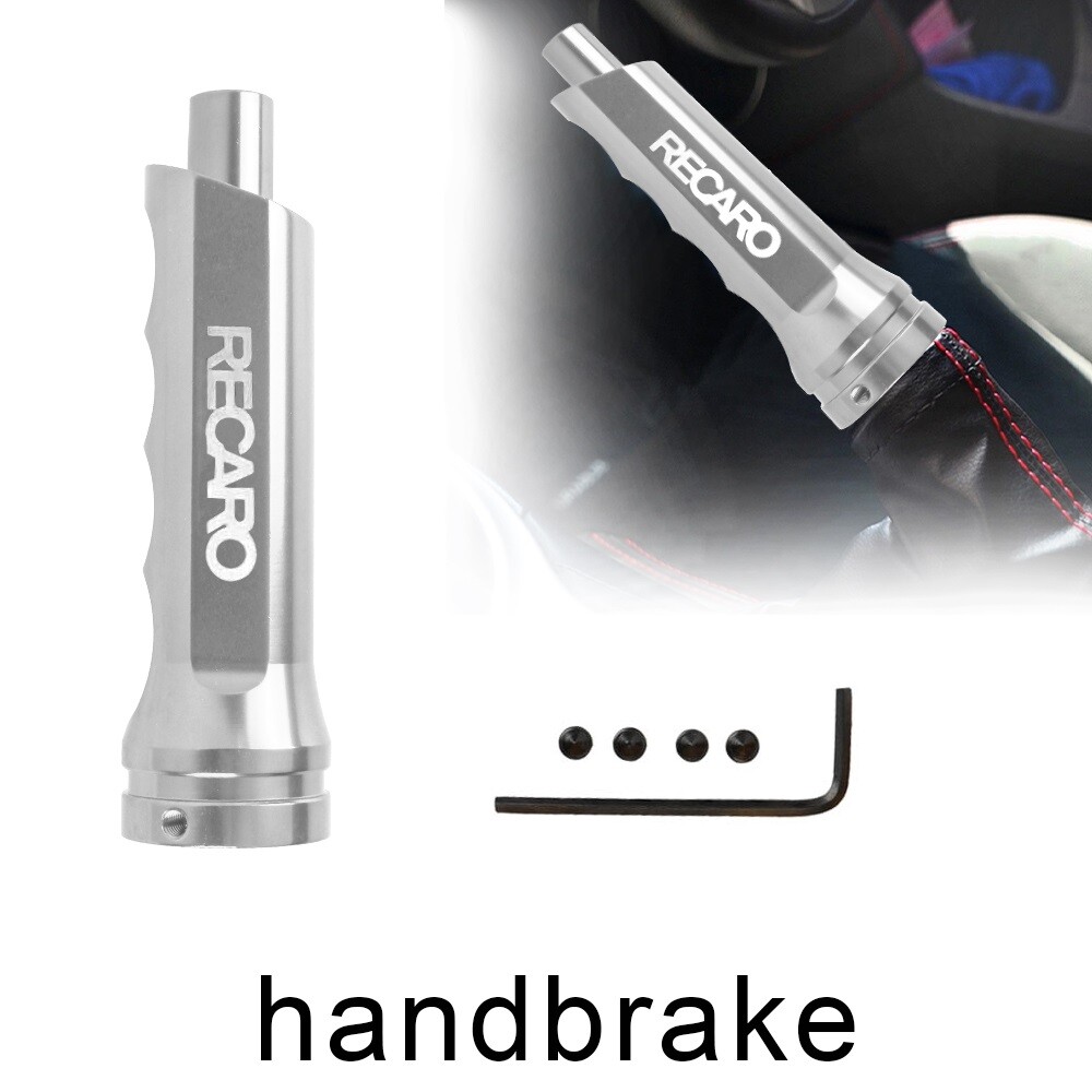 jdm RECARO Silver Aluminum Car Handle Hand Brake Sleeve Universal Fitment Cover