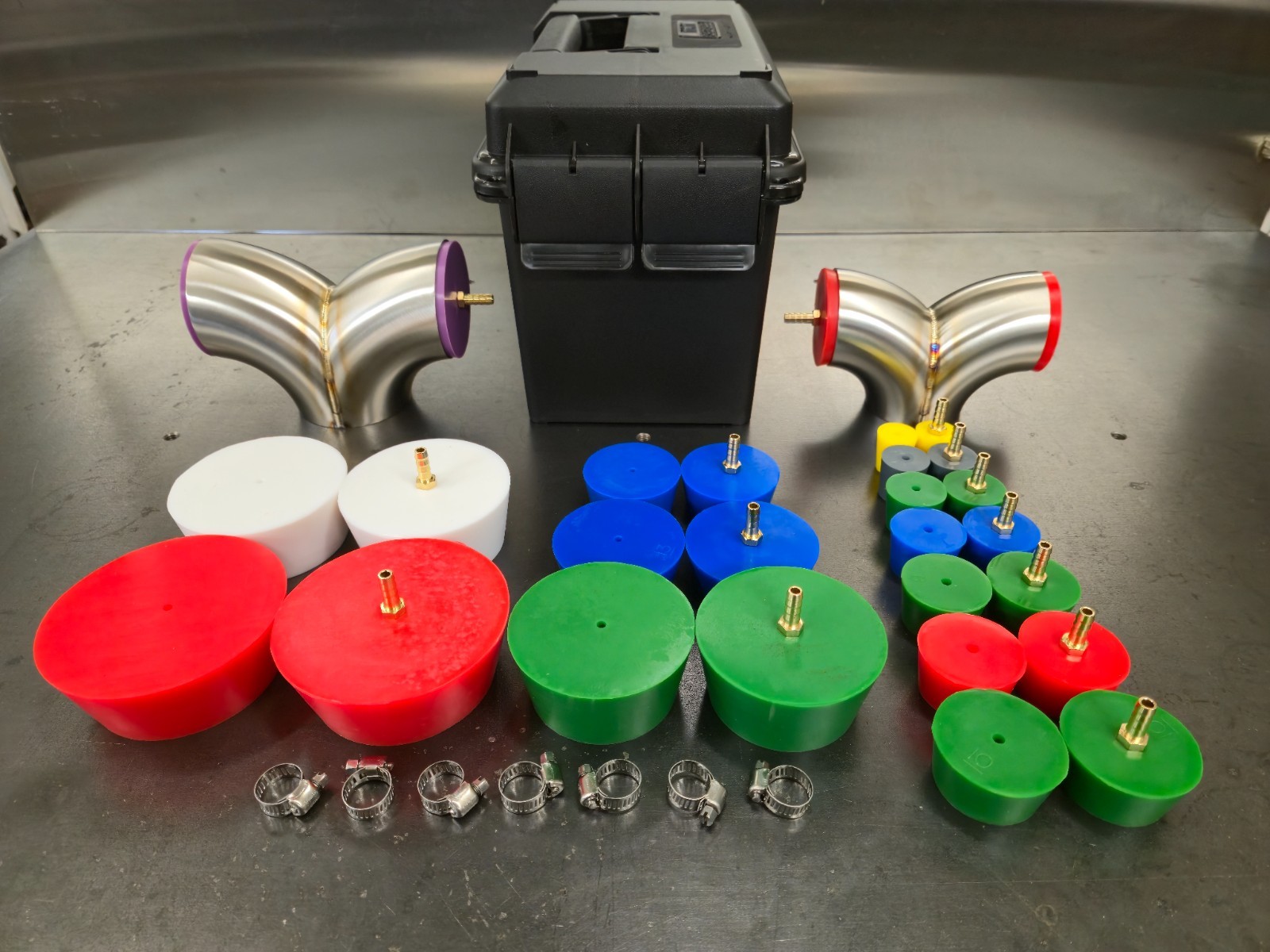 Silicone Purge Plug Kit with Case 3/4 to 4 inch Tig Welding Sanitary Stainless