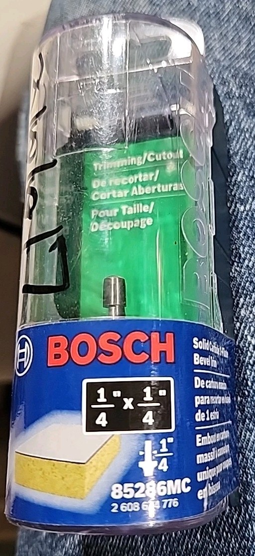 Bosch~ 85286MC 1/4"Router Bit Solid Carbide 1 Flute Bevel Trim 1/4"x1/4" USA🇺🇸