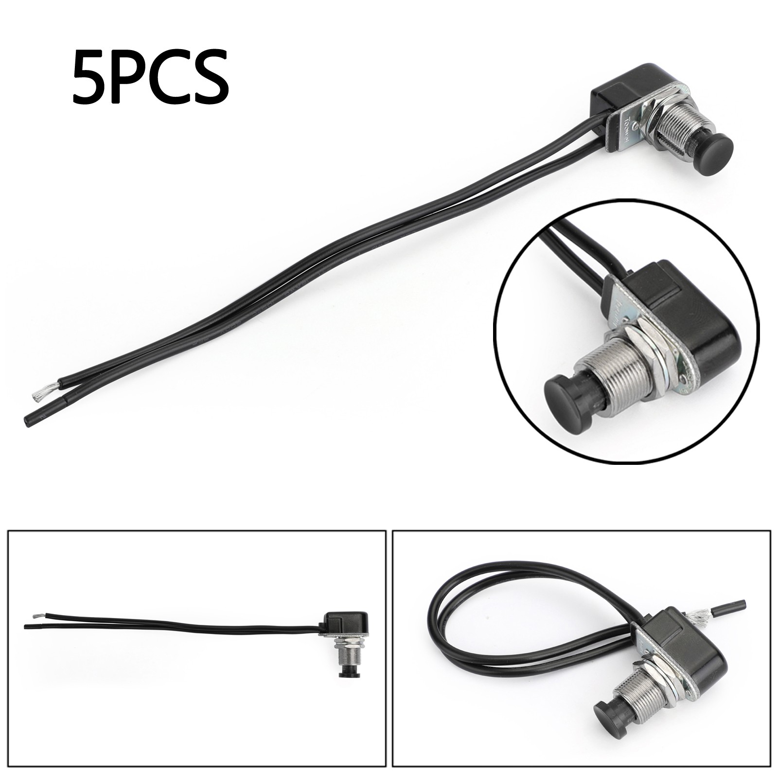 🔥5PCS Normally Open Momentary Self-resetting Push Button Reset Switch w/Wire
