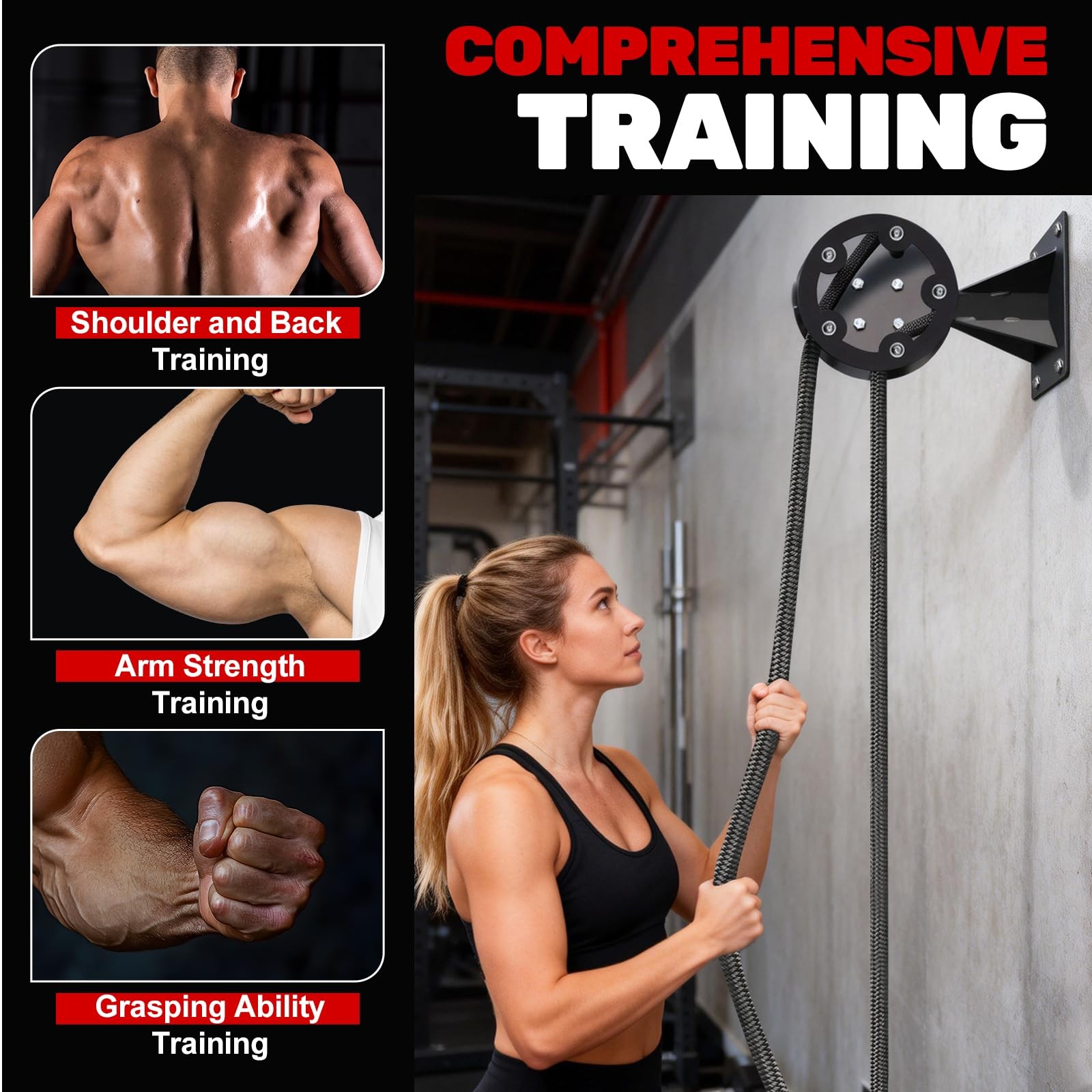 Endless Rope Trainer, Adjustable Resistance Pulley System, 30kg Max Resistanc.