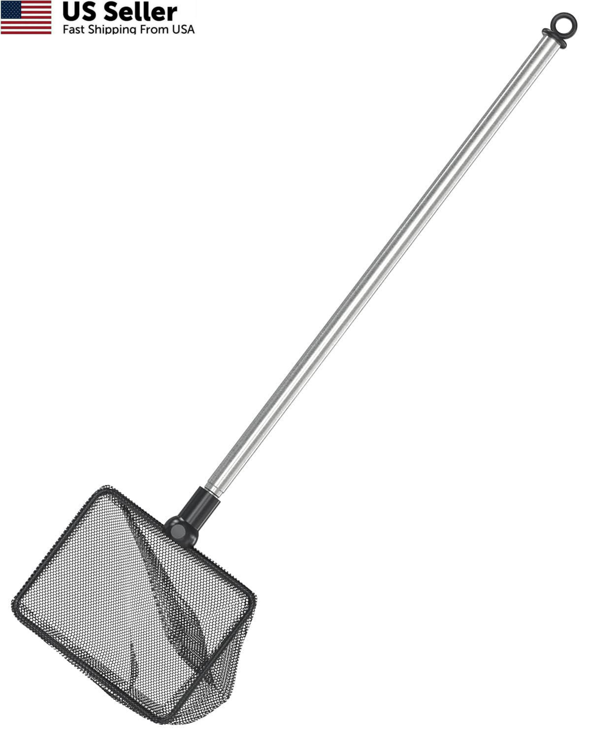 Pawfly 3 Inch Aquarium Fish Net with Telescopic 1 Count (Pack of 1), Black
