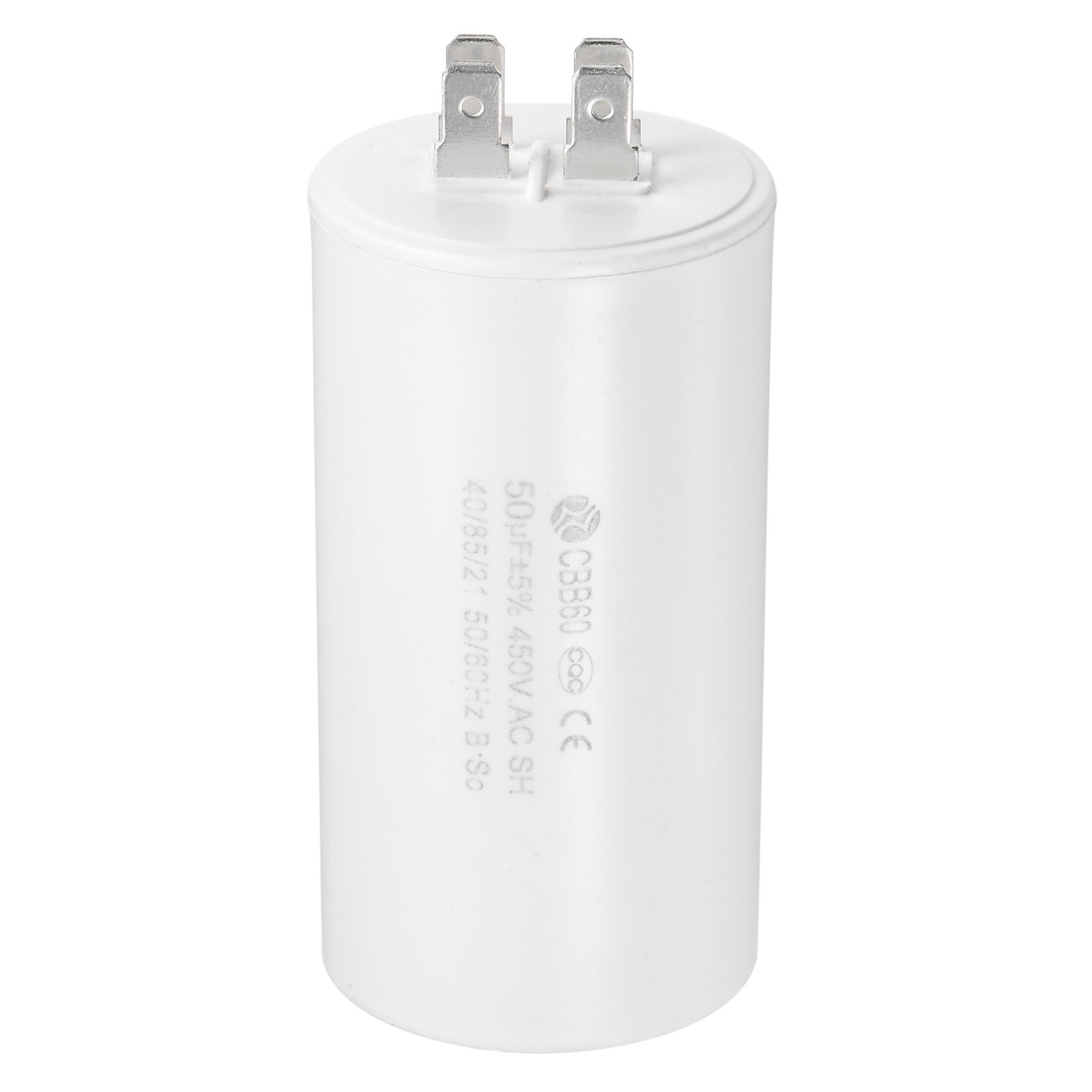 CBB60 Run Capacitor 450V AC 50uF 50/60Hz Double Insert Low Loss White 94x49mm