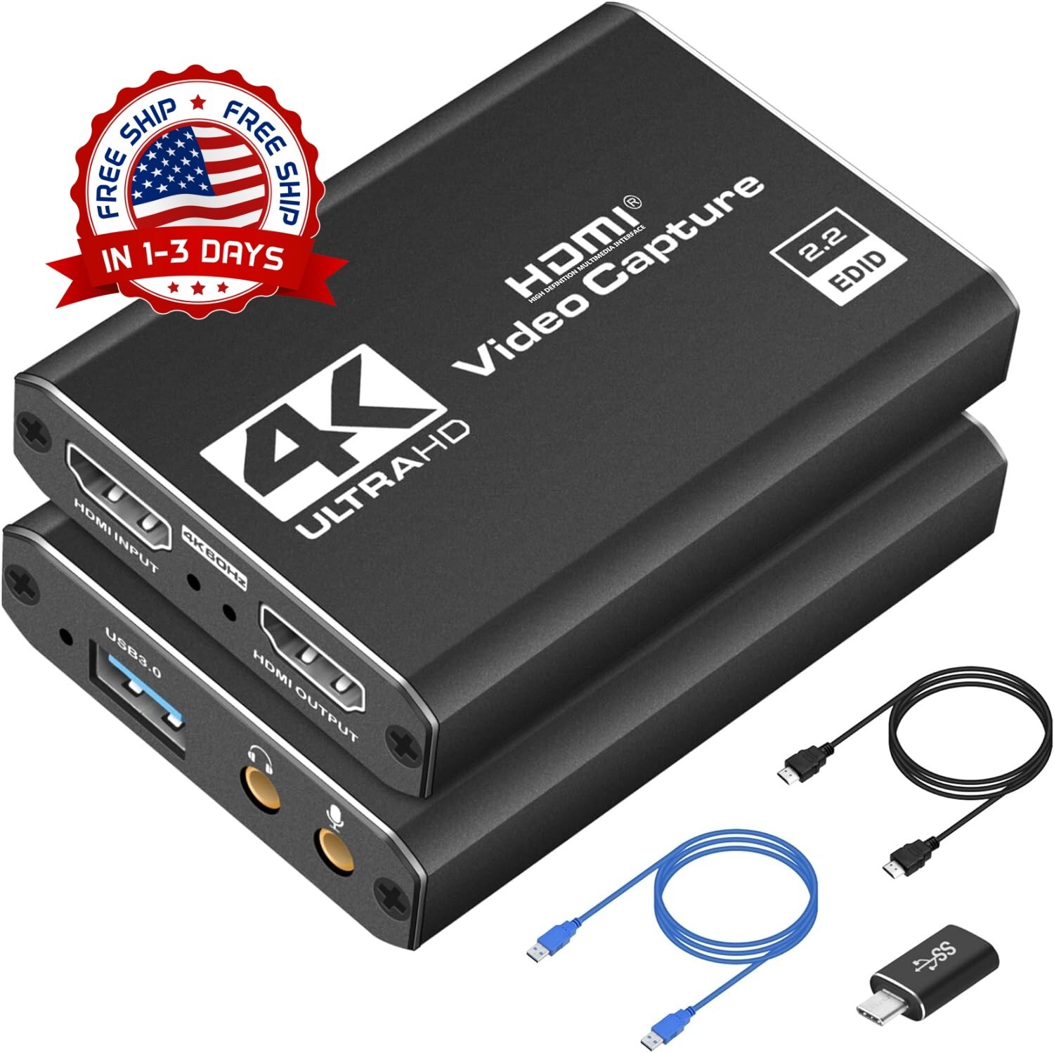 Tarjeta de captura HDMI 4K para transmisión Full HD 1080P 60FPS Fácil de usar US