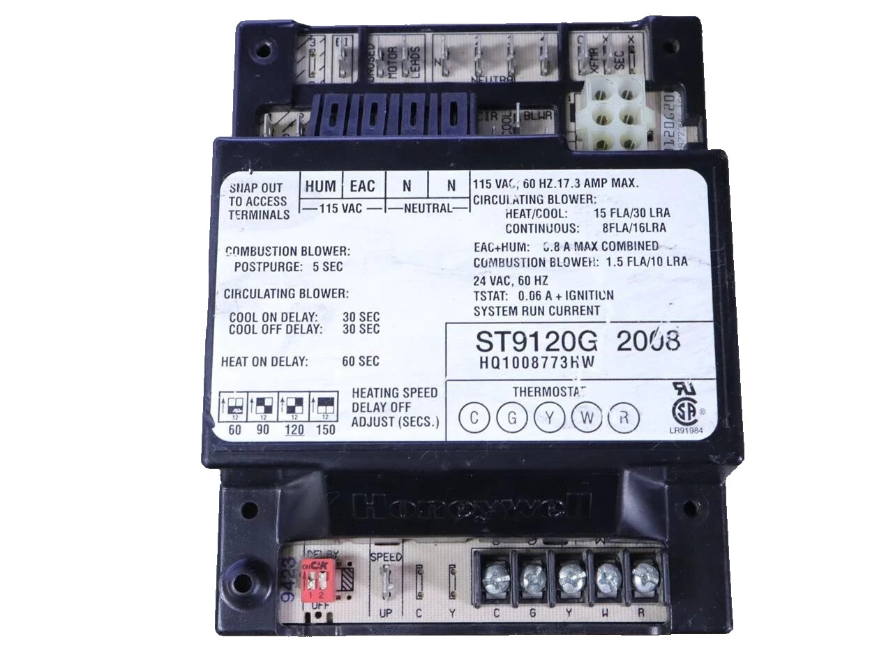 ST9120G 2008 Honeywell ST9120G2008 Furnace Fan Control Board HQ1008773HW