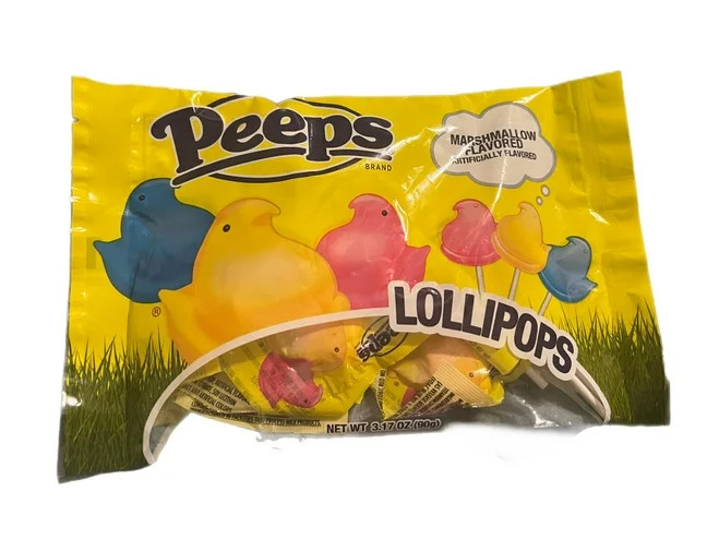 Peeps 3.17 oz MARSHMALLOW Flavored Lollipops 12-Pops Suckers Chicks *BB 11/2026*