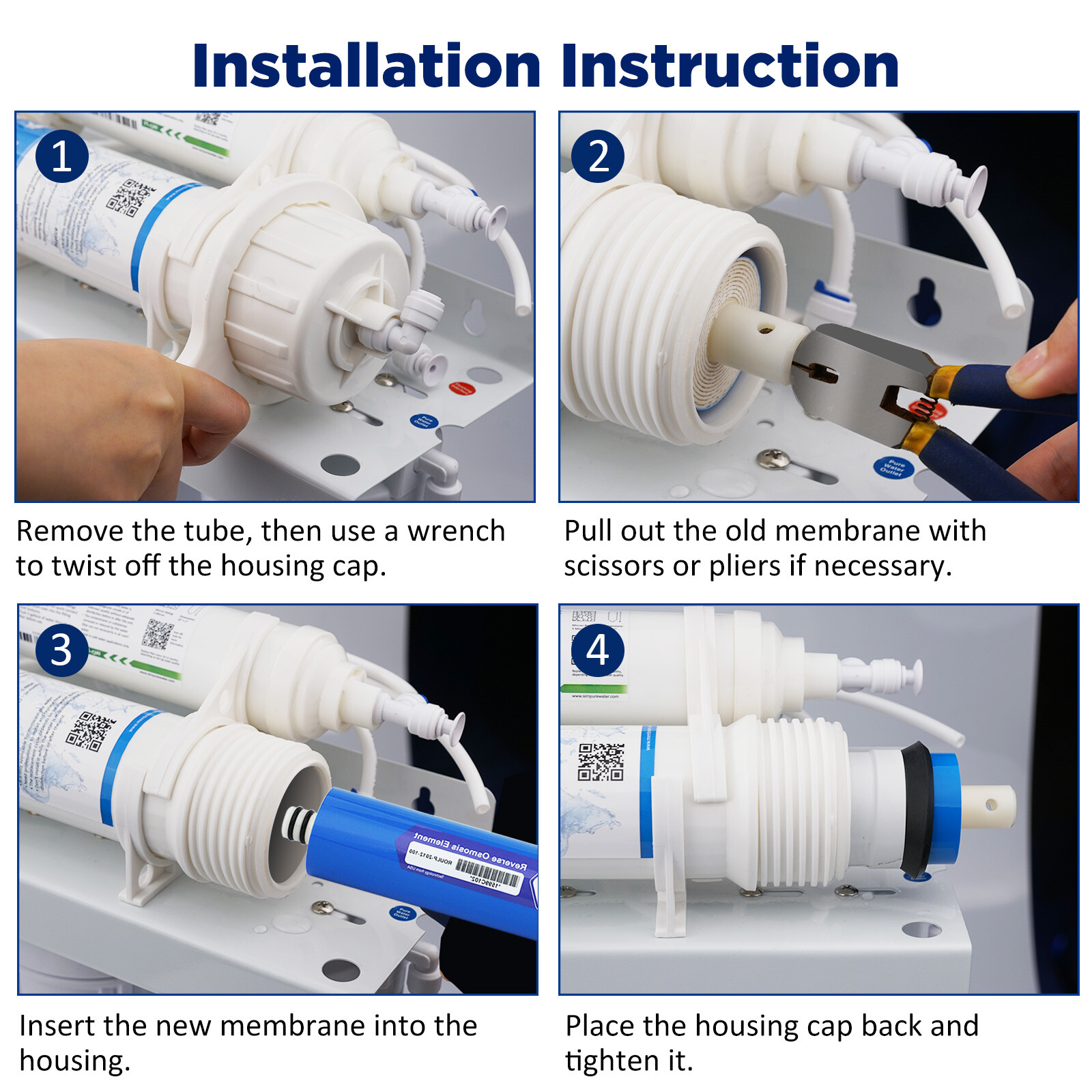 6 Pack 50/75/100 GPD RO Membrane Reverse Osmosis System Water Filter Replacement