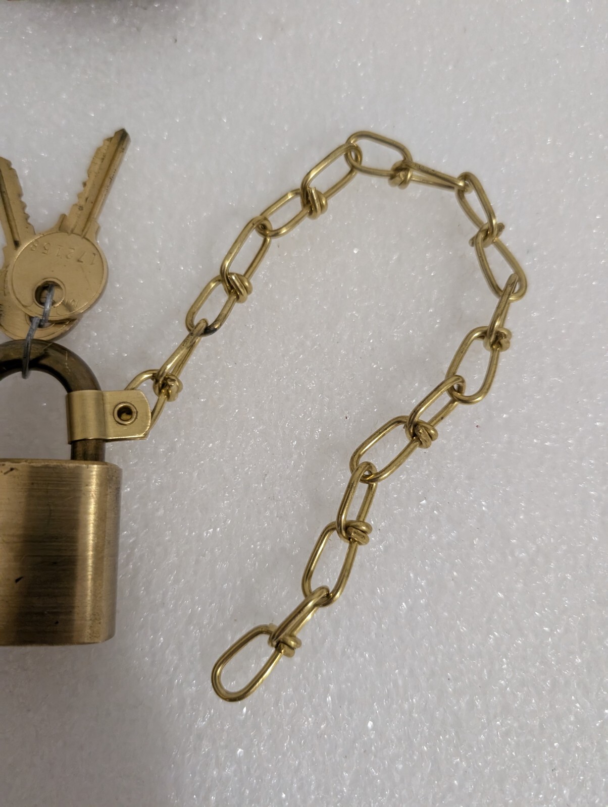 U.S. Eagle Pad Lock Military Issued Solid Brass with Two Keys and Chain Vtg