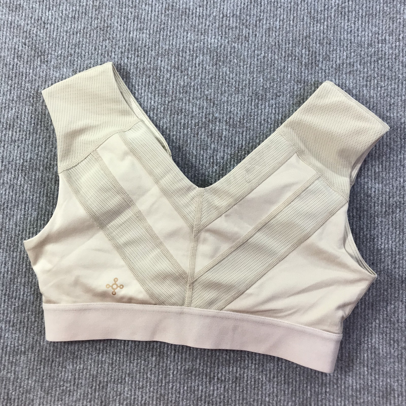 Tommie Copper Shoulder Support Bra Medium Womens Beige Zip Front Compression Top