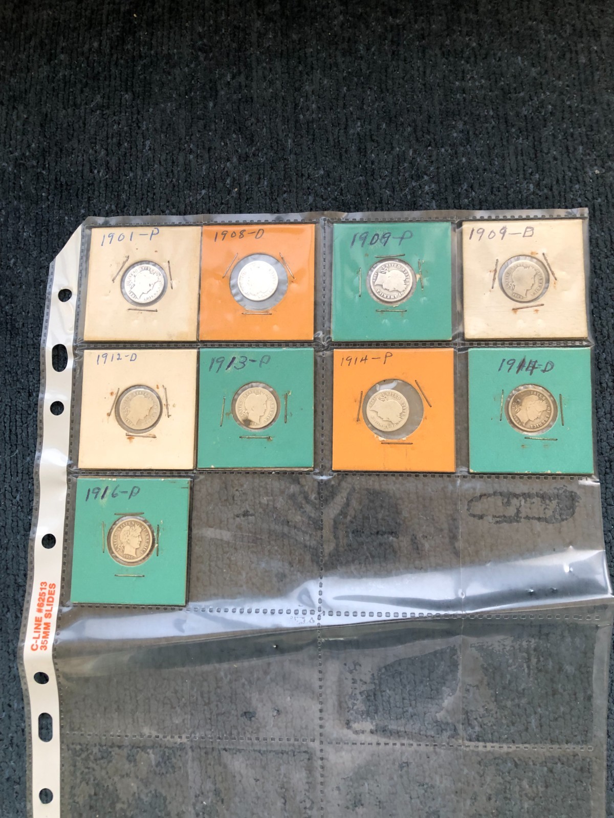 Barber Dimes Lot of 9 Dimes