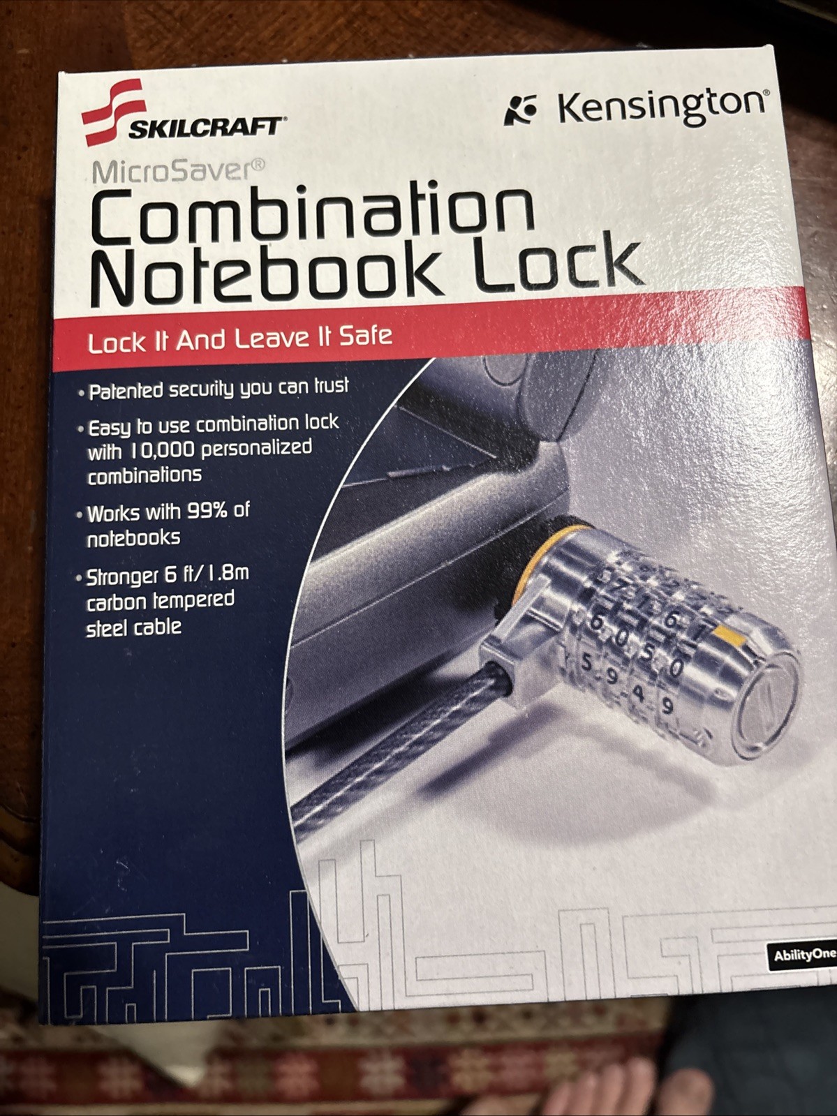 SKILCRAFT Kensington Combination Notebook Laptop Security Lock 6 ft Steel Cable